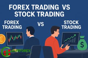 Forex trading vs stock trading comparison showing charts, currency symbols, and market analysis to highlight which is more profitable.