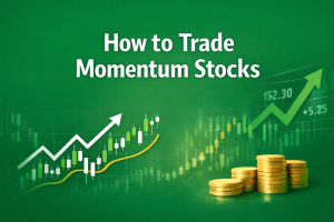 How to trade momentum stocks with an upward price trend, candlestick chart, and growth-focused stock market strategy